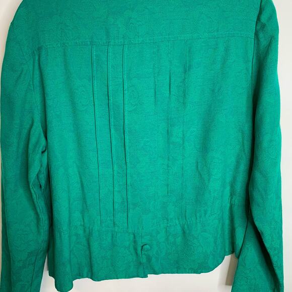 Vintage Green Embroidered Cropped Shirt Jacket Sz ? Small Medium - Picture 3 of 6